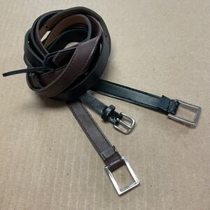 Vintage‎ Women's Lot of 3 Thin Leather Belts with Square Buckles Large